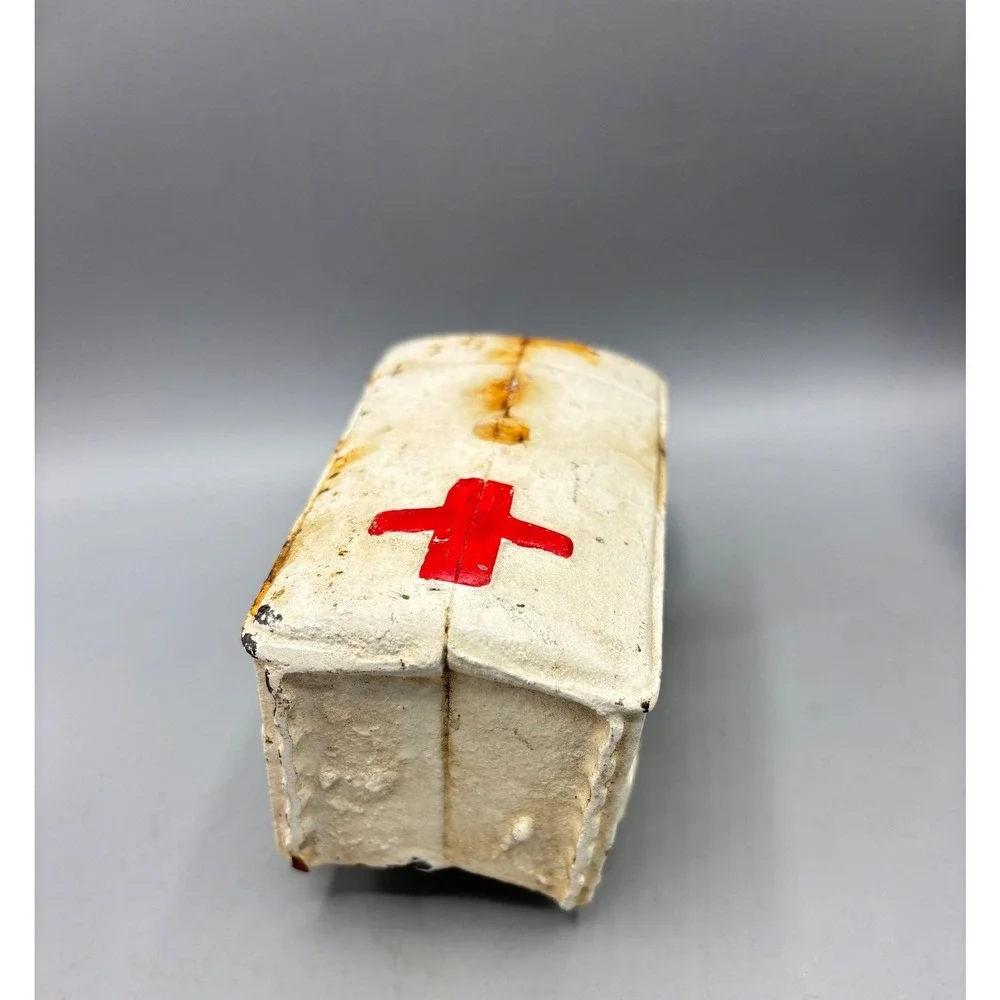 Vintage Cast Iron Ambulance Toy Red‎ Cross Star White Painted Metal